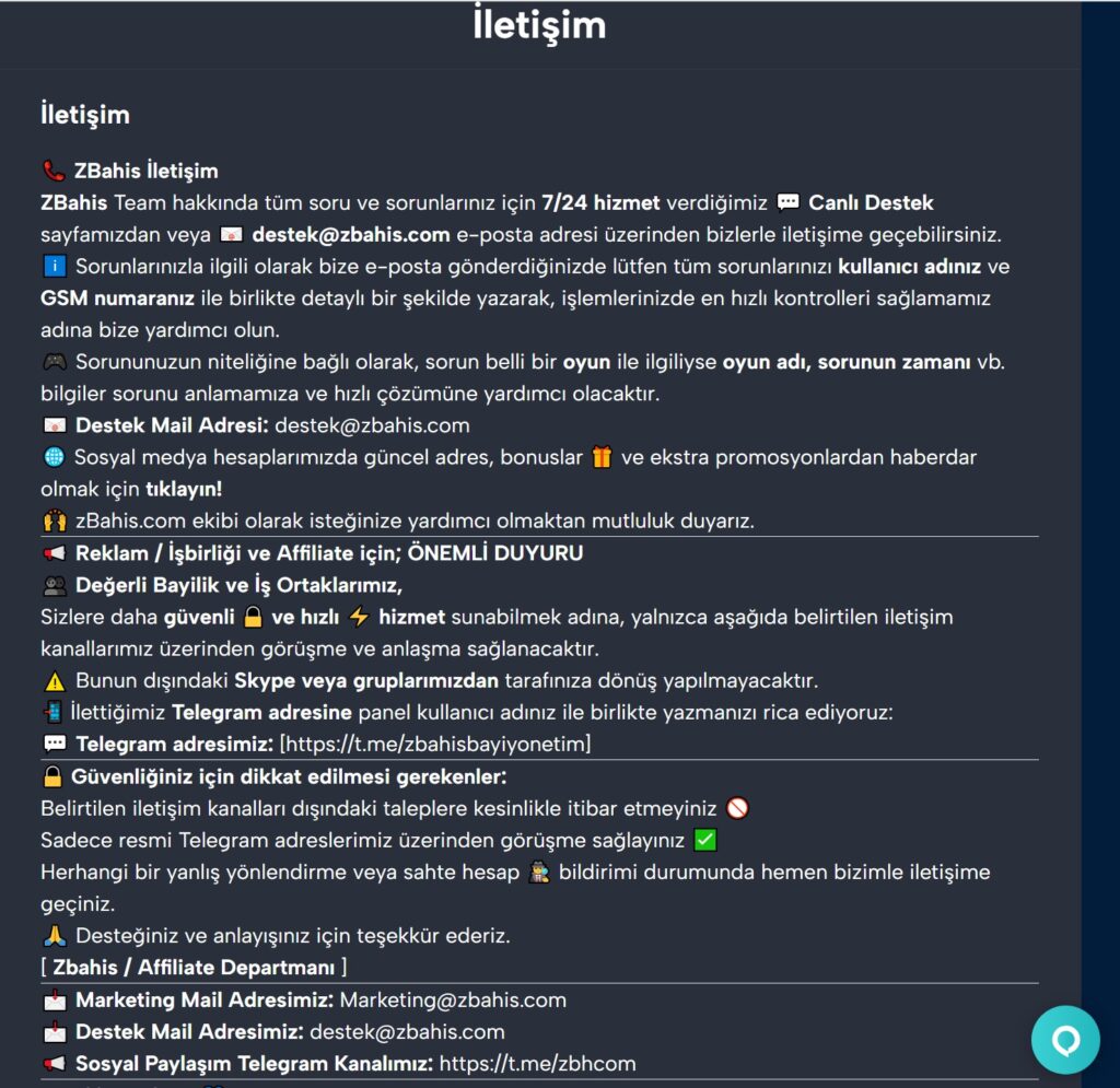 zbahis iletişim seçenekleri