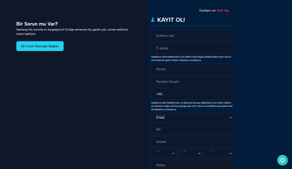 zbahis kayıt ve üyelik işlemi